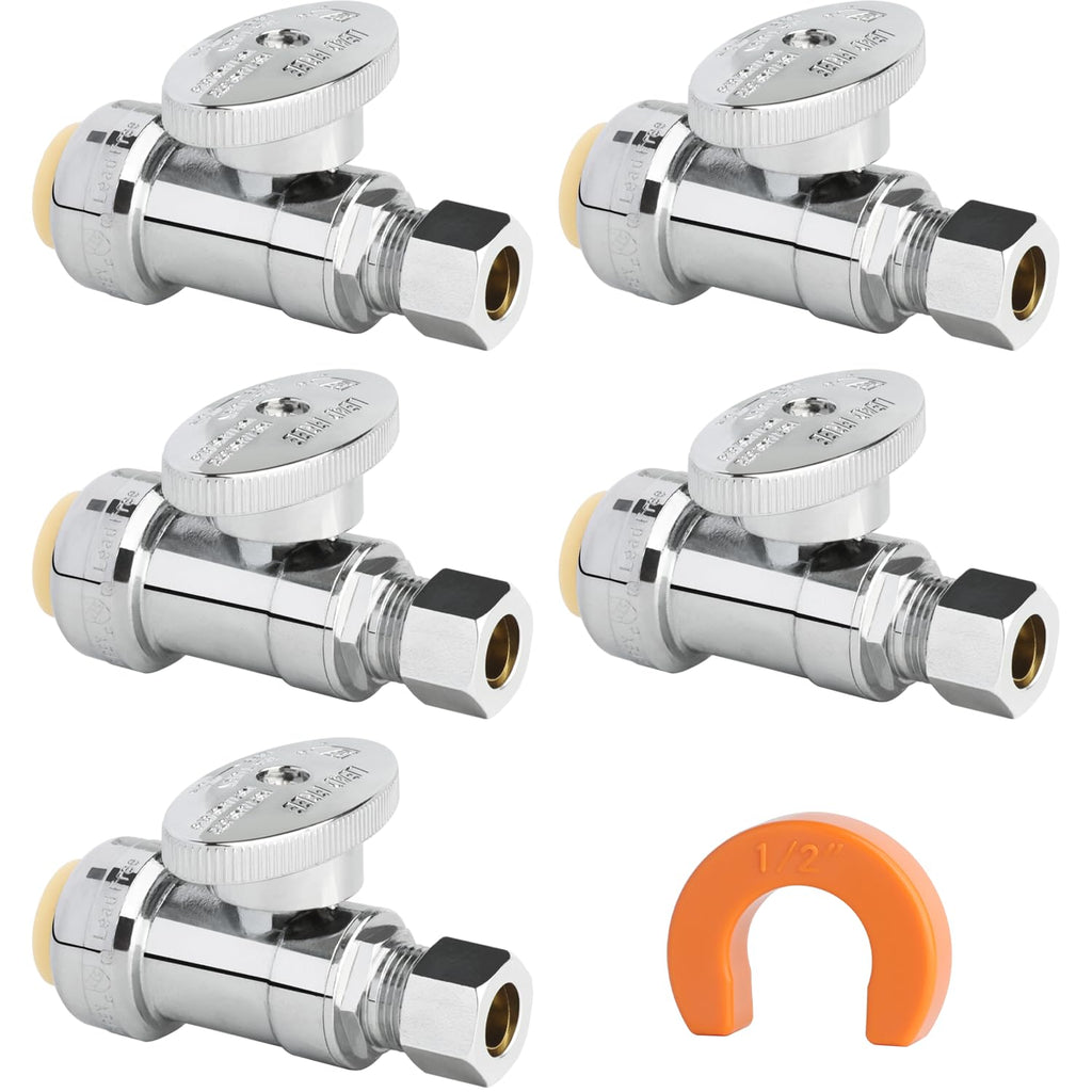 WiseWater Push Connect Straight Stop Valve 1/2" x 3/8"