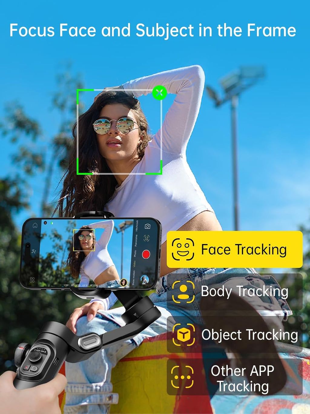 Smart XE 3-Axis Phone Gimbal Stabilizer for iPhone | Foldable handheld smartphone gimbal w/focus wheel, TikTok