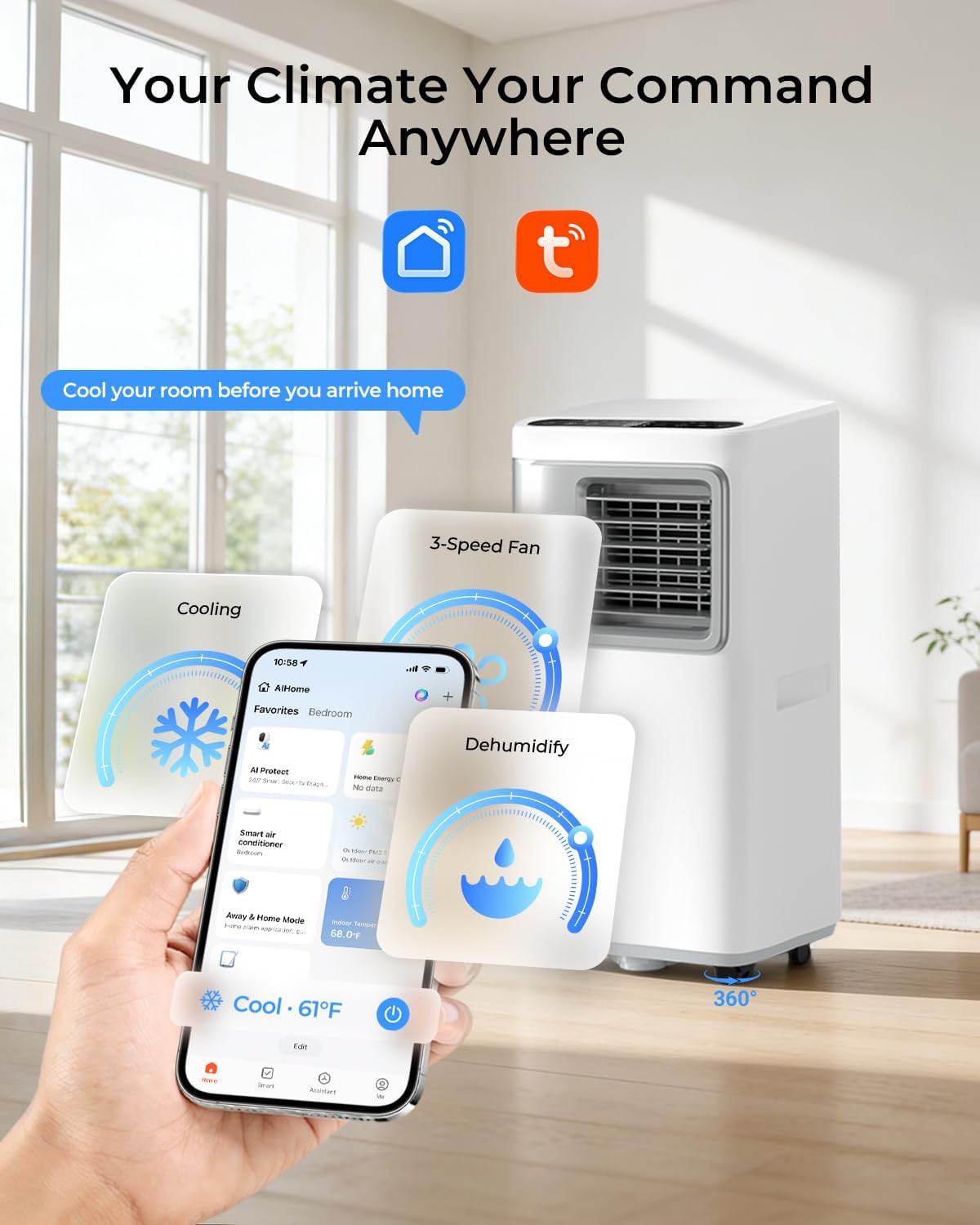 16000 BTU Portable Air Conditioners for Large Room up to 730 sq.ft 5-in-1 Smart AC Unit with WiFi APP/Remote Control