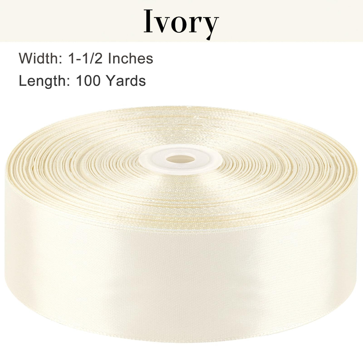 1-1/2 Inch 100 Yards Ivory Satin Ribbon
