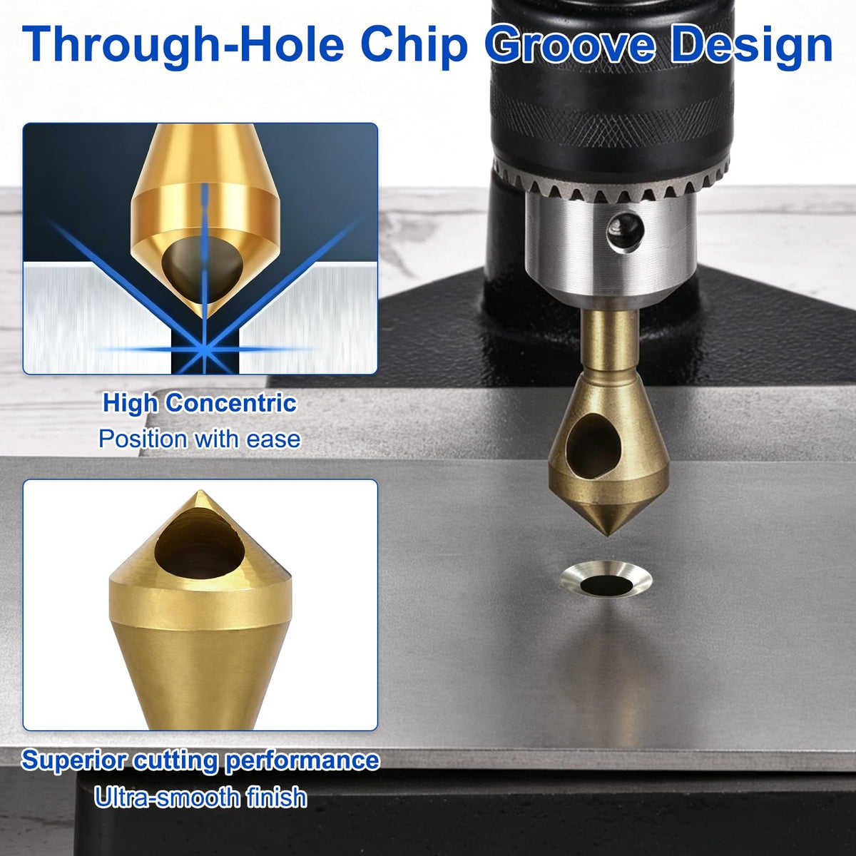 Workkyma Countersink Drill Bit Titanium Chamfer Tool 10-15mm