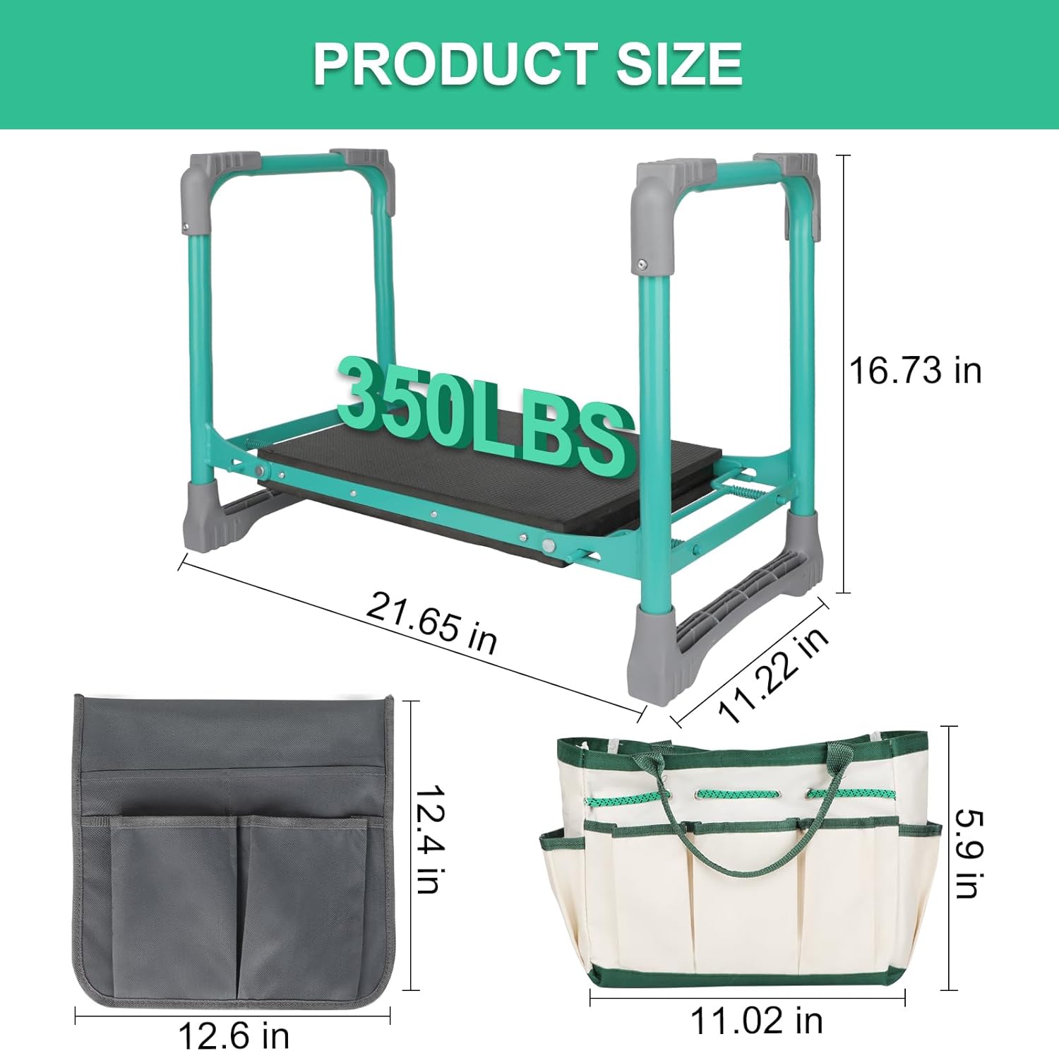 Garden Kneeler and Seat, 2-in-1 Foldable Garden Bench with Non-Slip EVA Foam Pad, Storage Bags, Glove, Portable