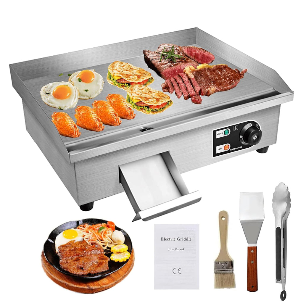 22" Electric Countertop Flat Top Griddle Grill 1600W 110V