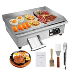 22" Electric Countertop Flat Top Griddle Grill 1600W 110V