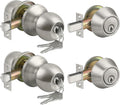 2 Pack Keyed Same Exterior Door Knobs and Single Cylinder Deadbolts Combo Set, Keyed Alike Entry Door Knobs with