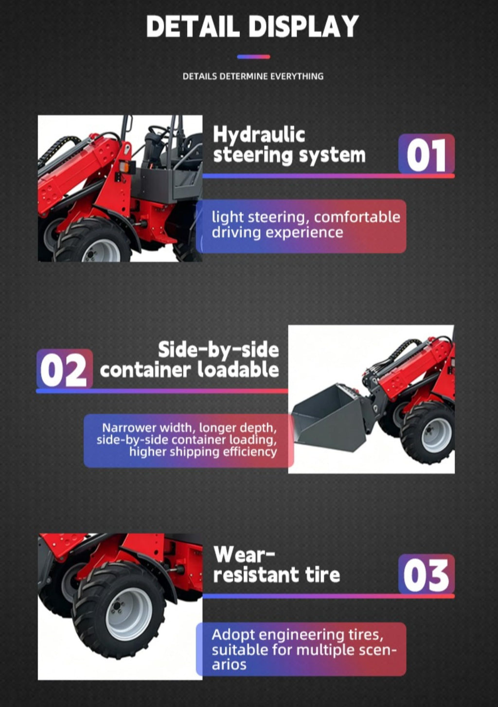 Full Electric Wheel Loader Machine Compact Electric Loader with Bucket, Battery Powered tractor Front End Loaders for