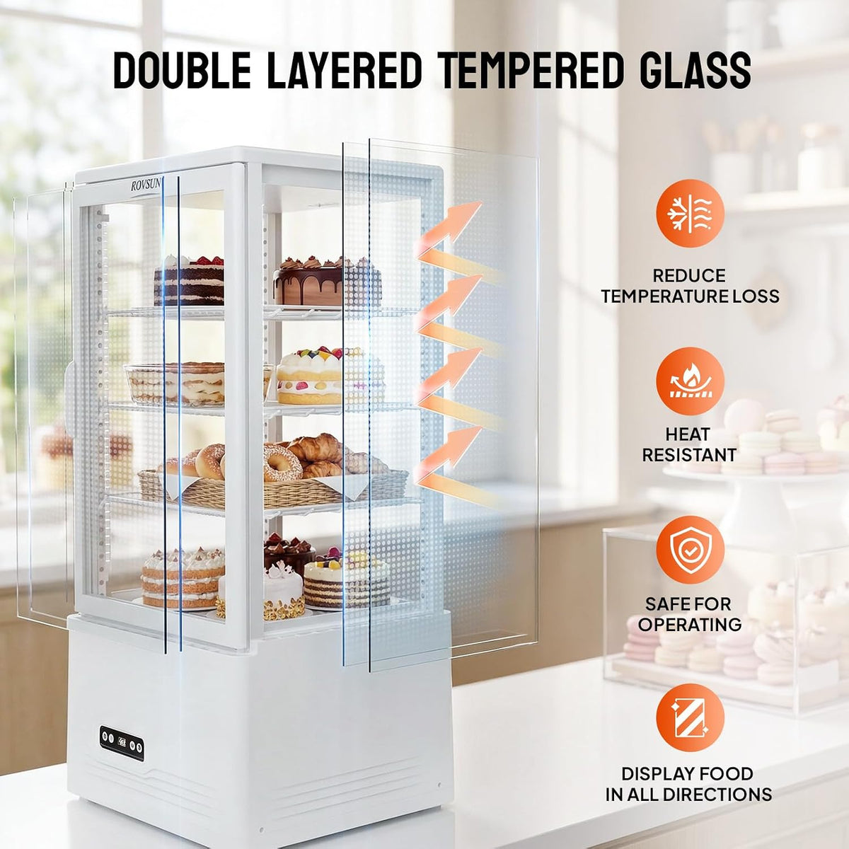 3 Cu.Ft Commercial Display Refrigerator ETL NSF Certified, Refrigerated Display Case Countertop Pastry Display Case