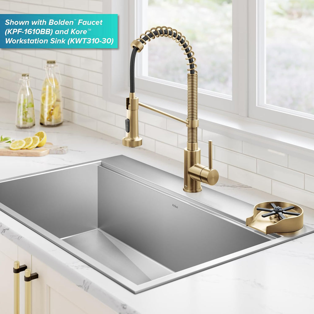 CleanMate Glass Rinser for Kitchen Sink in Spot-Free Brushed Brass Color Finish, KGR-500SFBB