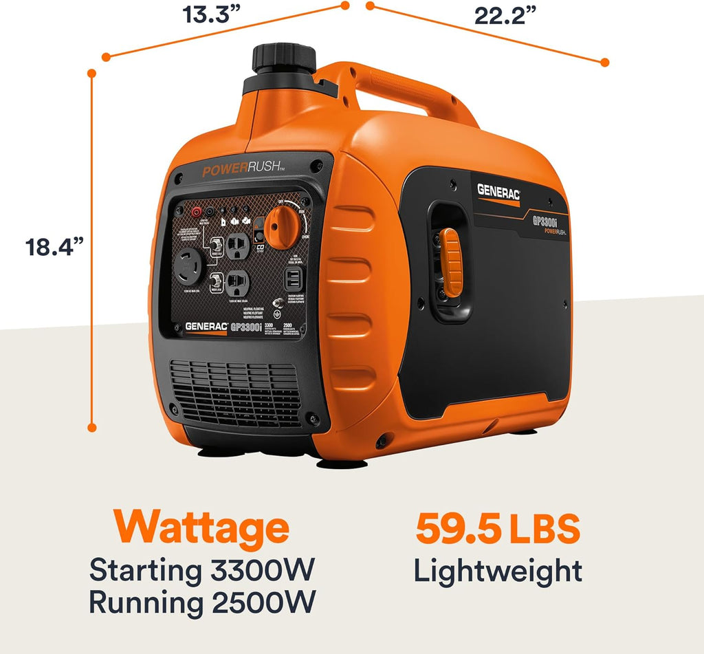 3,300 Watt Gas Powered Portable Inverter Generator, USB Charging | 2,500 Running Watts, Clean Stable Power