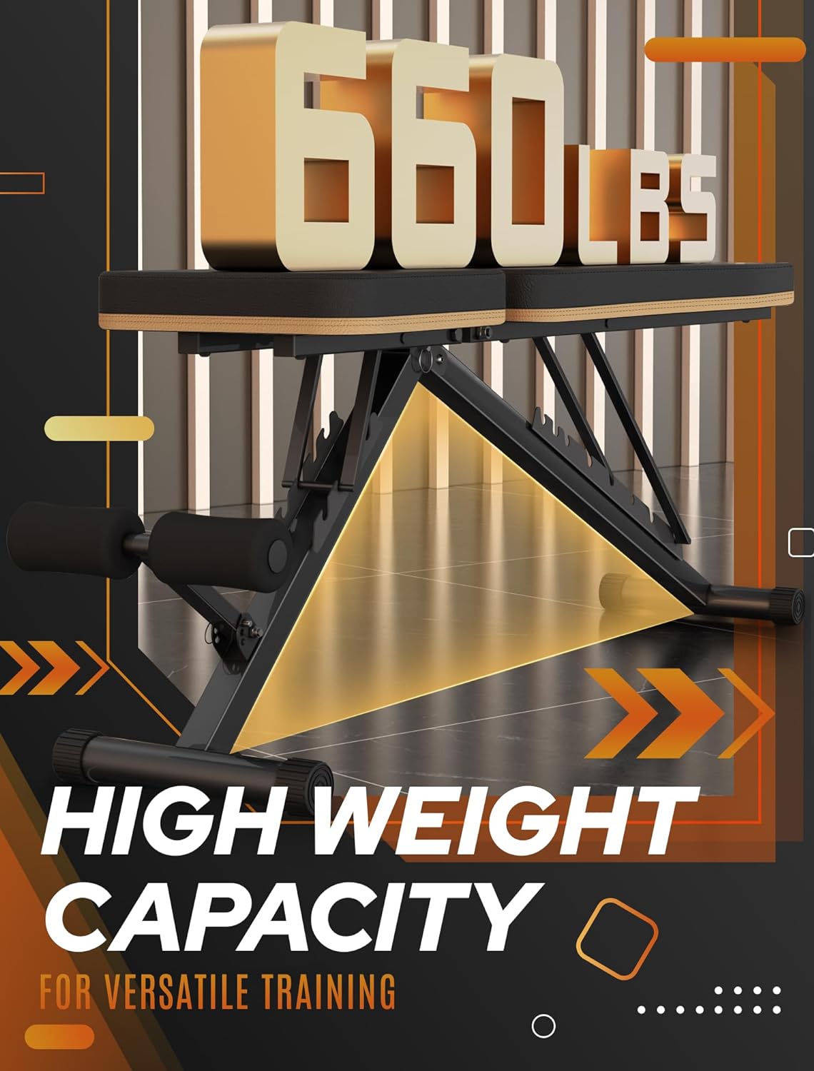 Assemble-Free Foldable Weight Bench Press for Home Gym, 660 LBS Capacity Incline Decline, Sit-up Bench for Full-Body