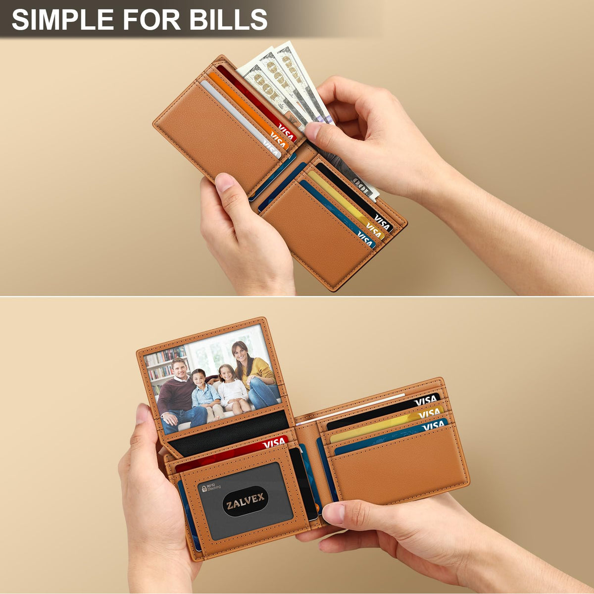 Wallet for Men Slim RFID Blocking Leather Credit Card Holder Wallet