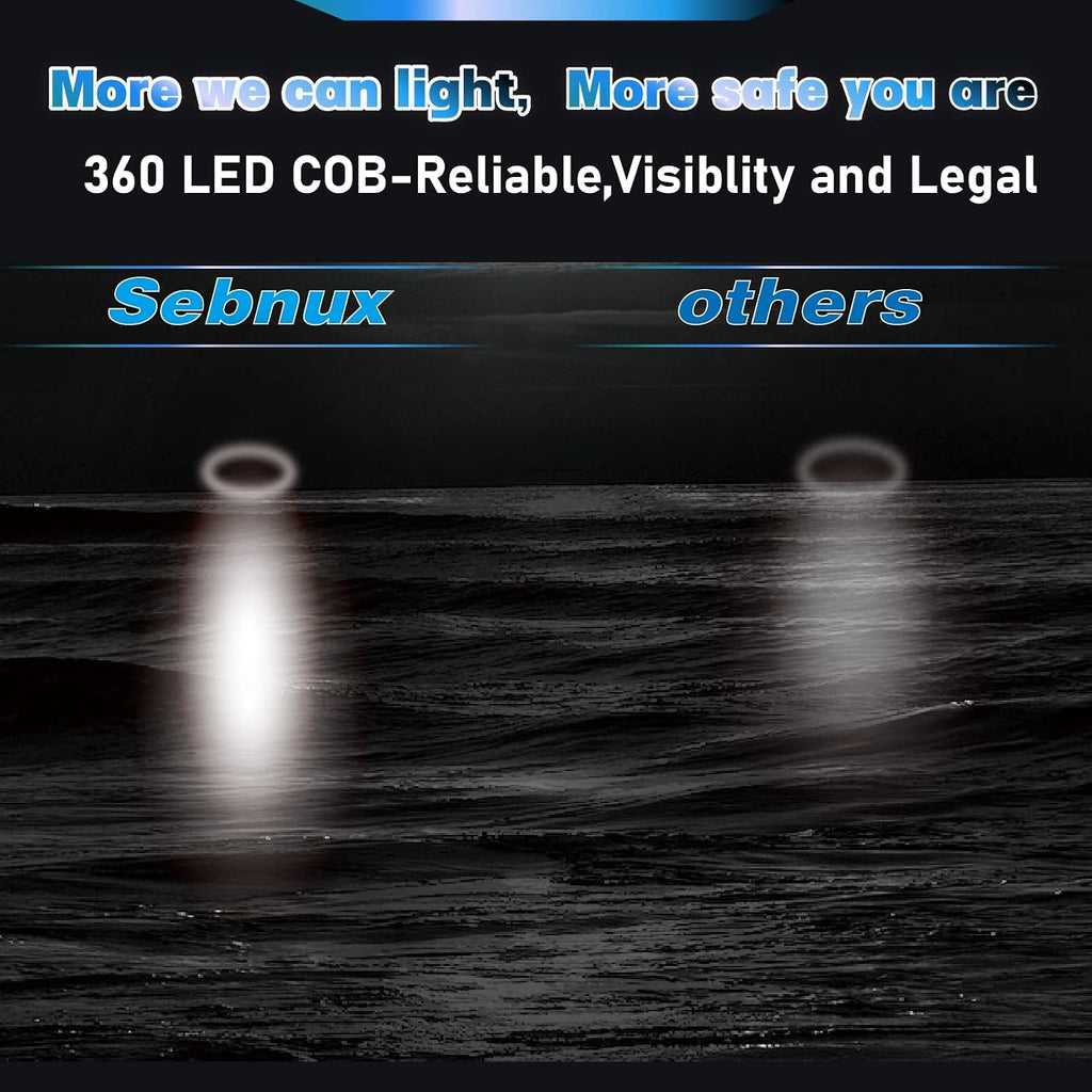 Portable Boat Navigation Lights Battery Powered Boat Lights (Black)