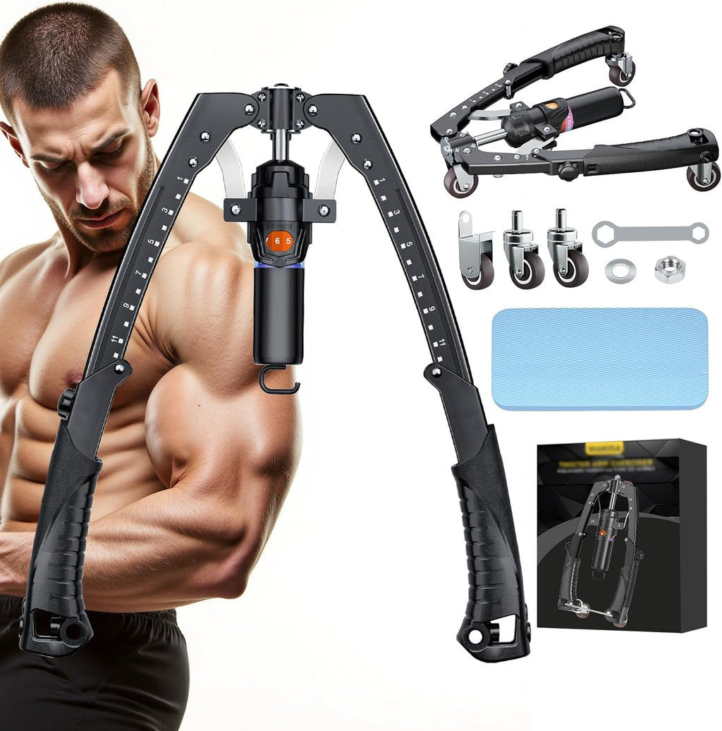 Twister Arm Trainer, 3 in 1 Hydraulic Power Chest Workout Equipment with Ab Roller Wheels and Hooks, Adjustable