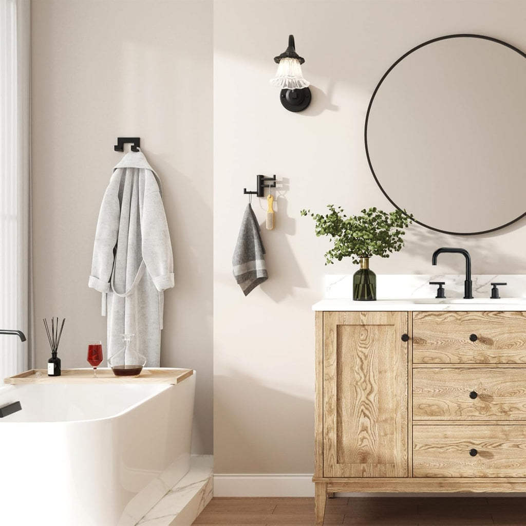 Swivel Towel Hook 3 Arms, Robe Coat Wall Hook, Matte Black | SUS304 Stainless Steel, Foldable Hand Bath Towel Holder