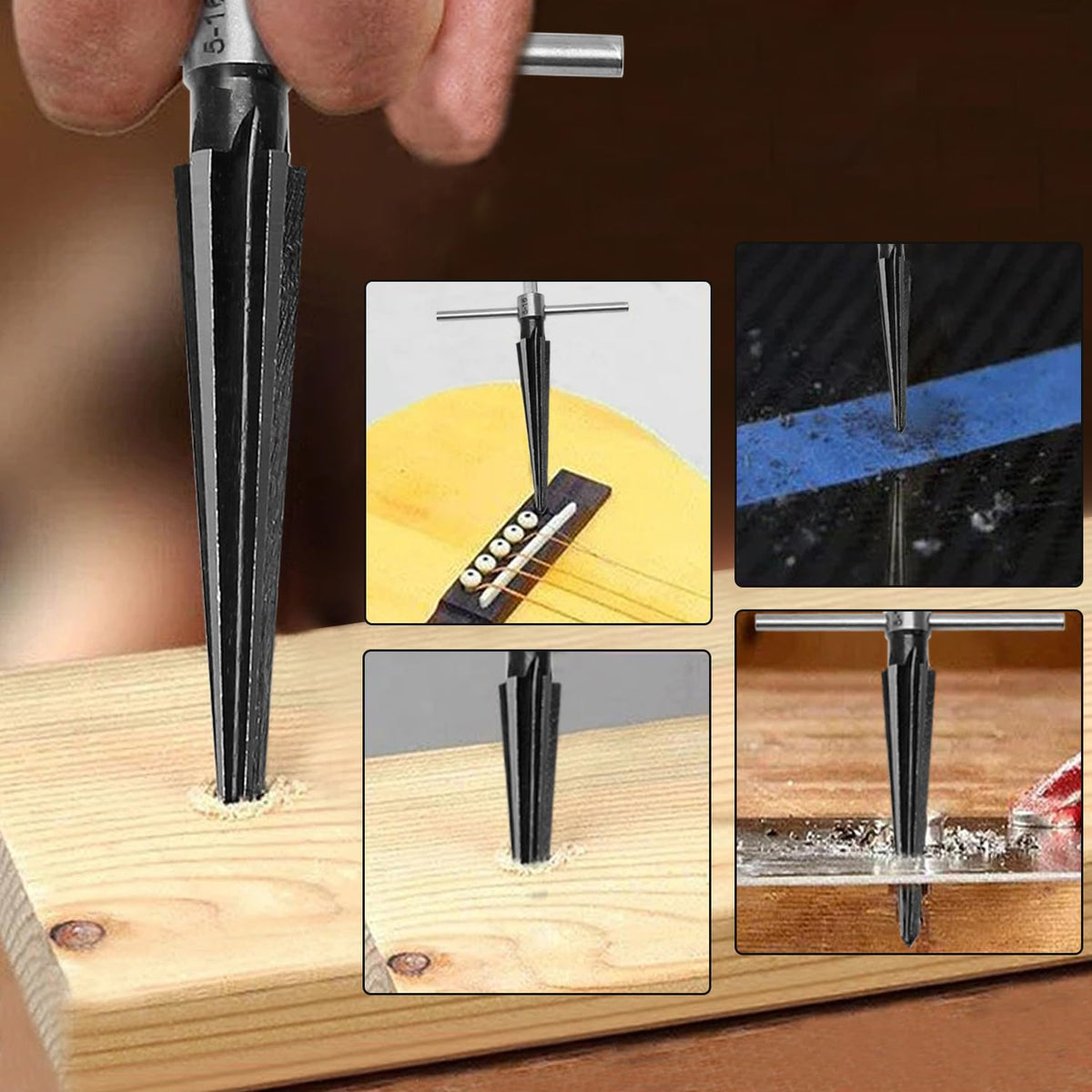 Tapered Hand Reamer Set, 3-13mm & 5-16mm 6 Flute Chamfer Reaming Tool