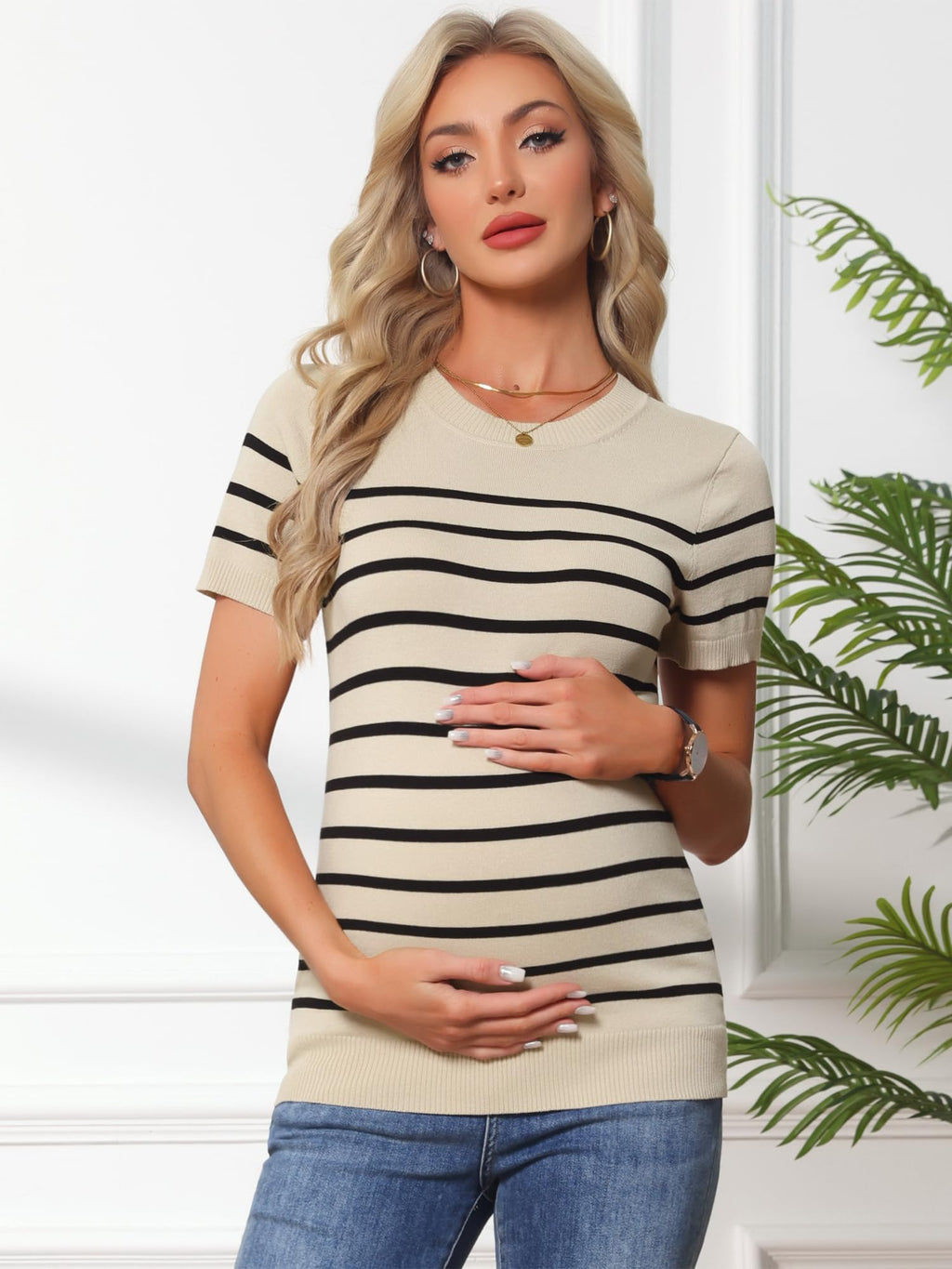 Maternity Work Top Formal Stretchy Knit Pullover