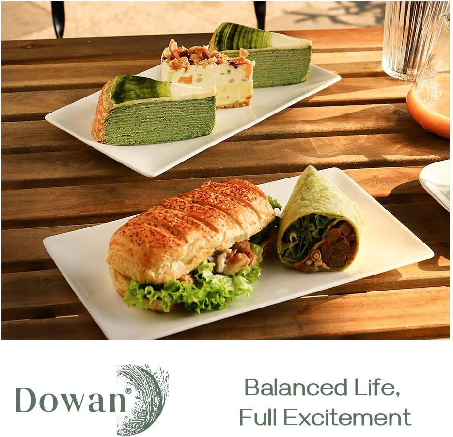 12" Rectangle Plates Set of 4 - White Serving Platters for Party, Wedding, and Entertaining - Rectangular Serving
