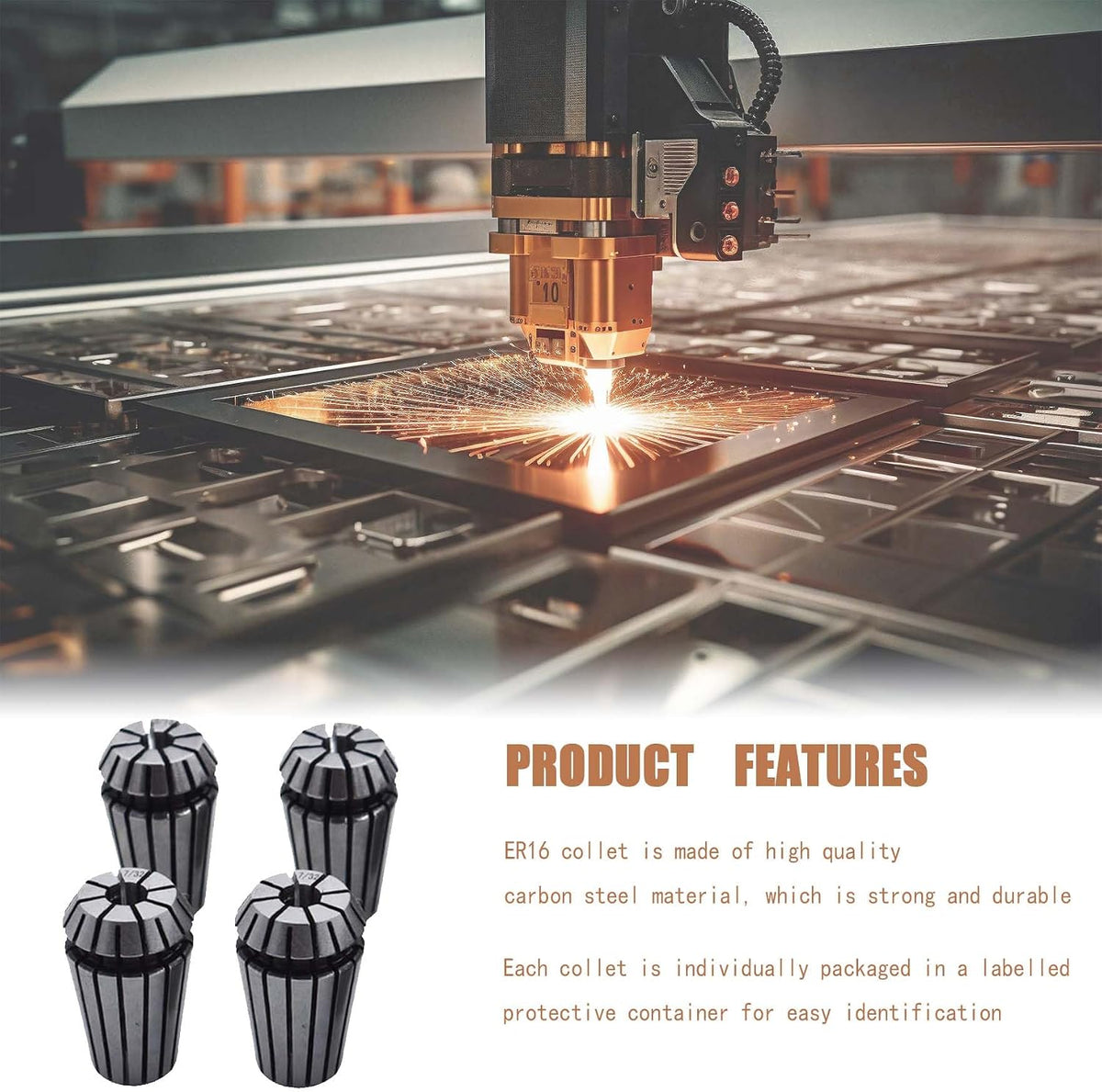 waltyotur ER16 Spring Collet Set 1/32-3/8" Carbon Steel Spring Collet Set
