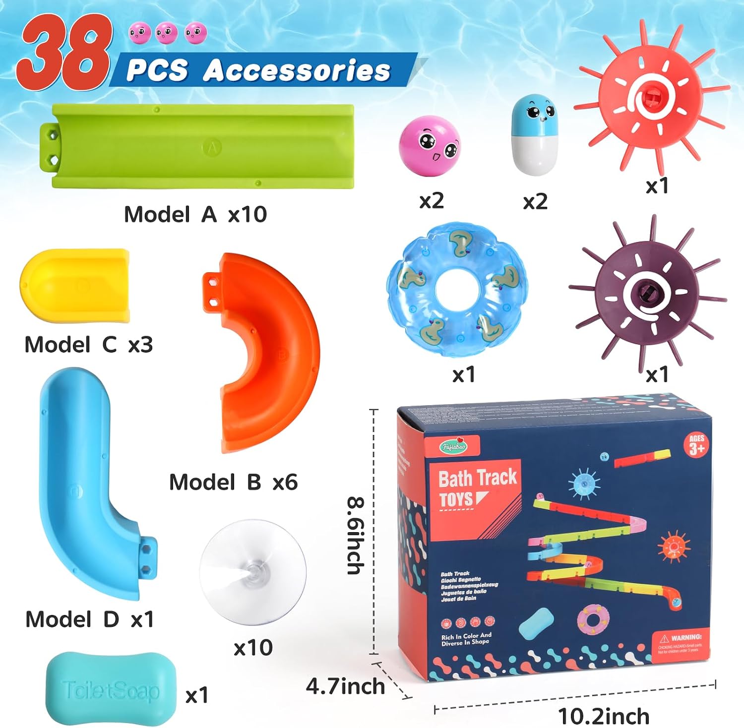 Bath Toys for Kids Ages 4-8 Water Slides with Suction Cups | DIY Marble Run Track Bathtub Toys for Kids Ages 4-8