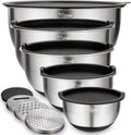 Mixing Bowls with Airtight Lids Set, 5PCS Stainless Steel Nesting Bowls for Kitchen, with Grater Attachments &
