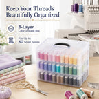 63 Colors 550Yds Each 40WT Polyester Embroidery Thread Kit