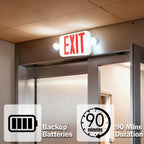 LIT-PaTH Exit Sign with Emergency Light, Battery Backup, 2 Pack