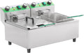 20L/21.2QT Commercial Deep Fryer with Timer Dual Tank Electric Countertop Fryer with Double Baskets and Lids, Temp