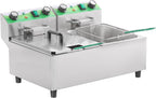 20L/21.2QT Commercial Deep Fryer with Timer Dual Tank Electric Countertop Fryer with Double Baskets and Lids, Temp