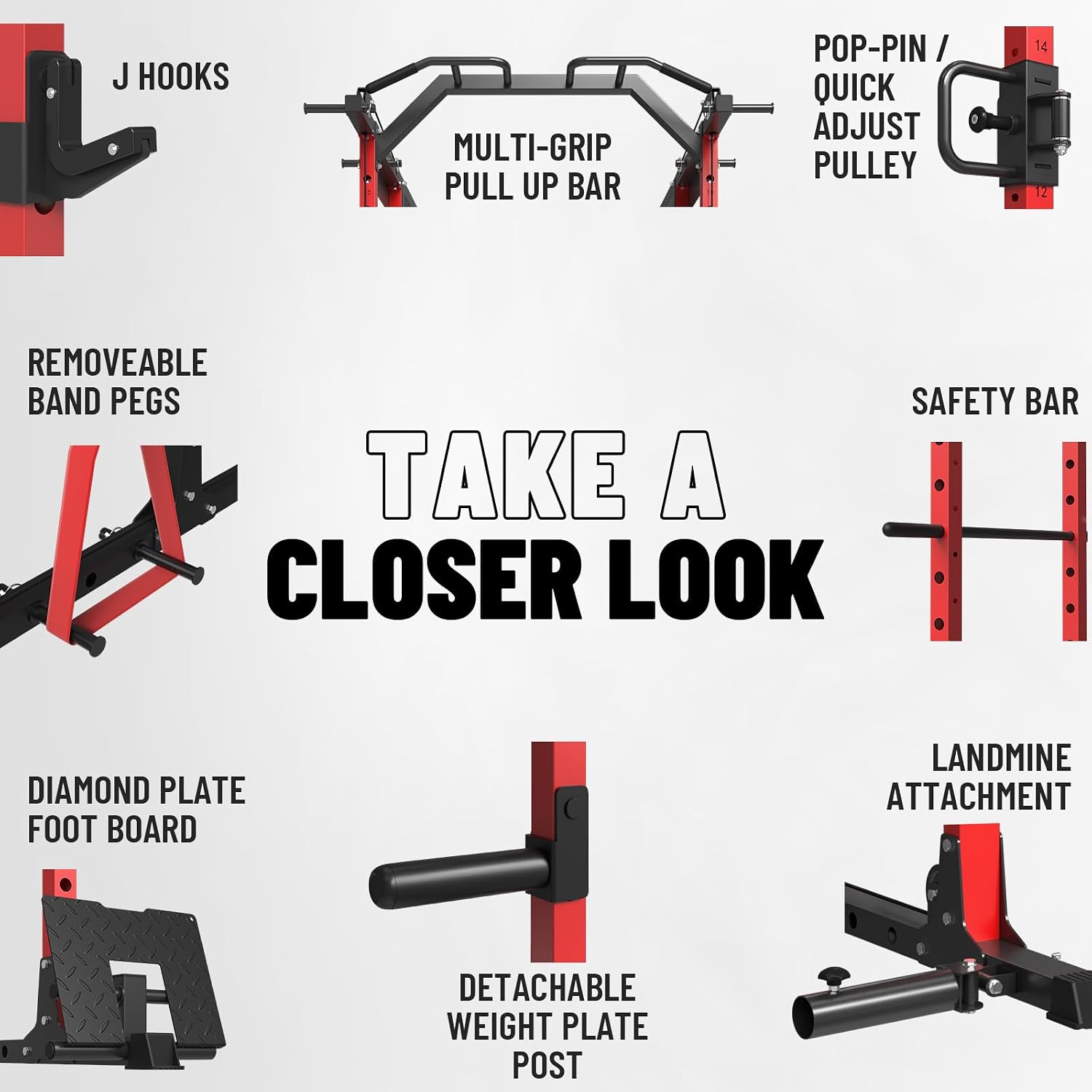 Power Cage, Power Rack with Cable Crossover System, 1500LBS Squat Rack with LAT Pull Down System, Workout Cage with