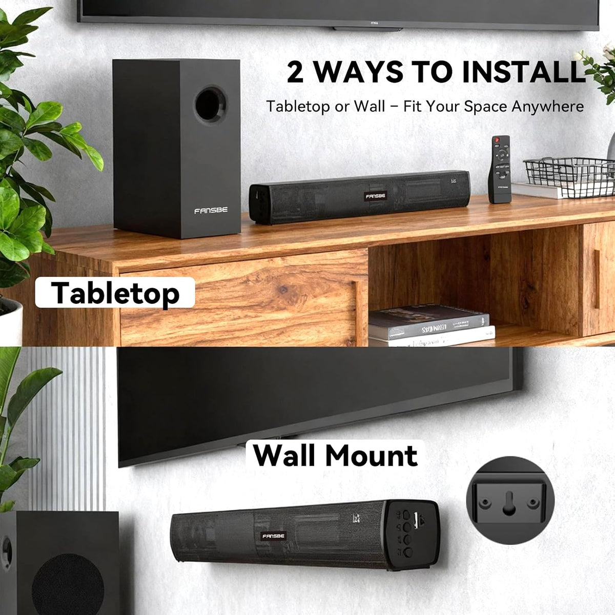 TV Sound Bar Subwoofer Bluetooth, Home Theater Sound Bar System, TV Speakers Sounds Bars Subwoofer, Hdmi(ARC) OPT