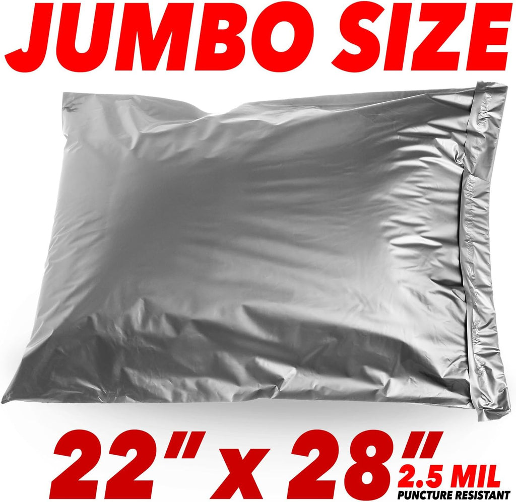 Jumbo Self-Seal Poly Mailer Bags 2.5 Mil (1 Pack Silver)