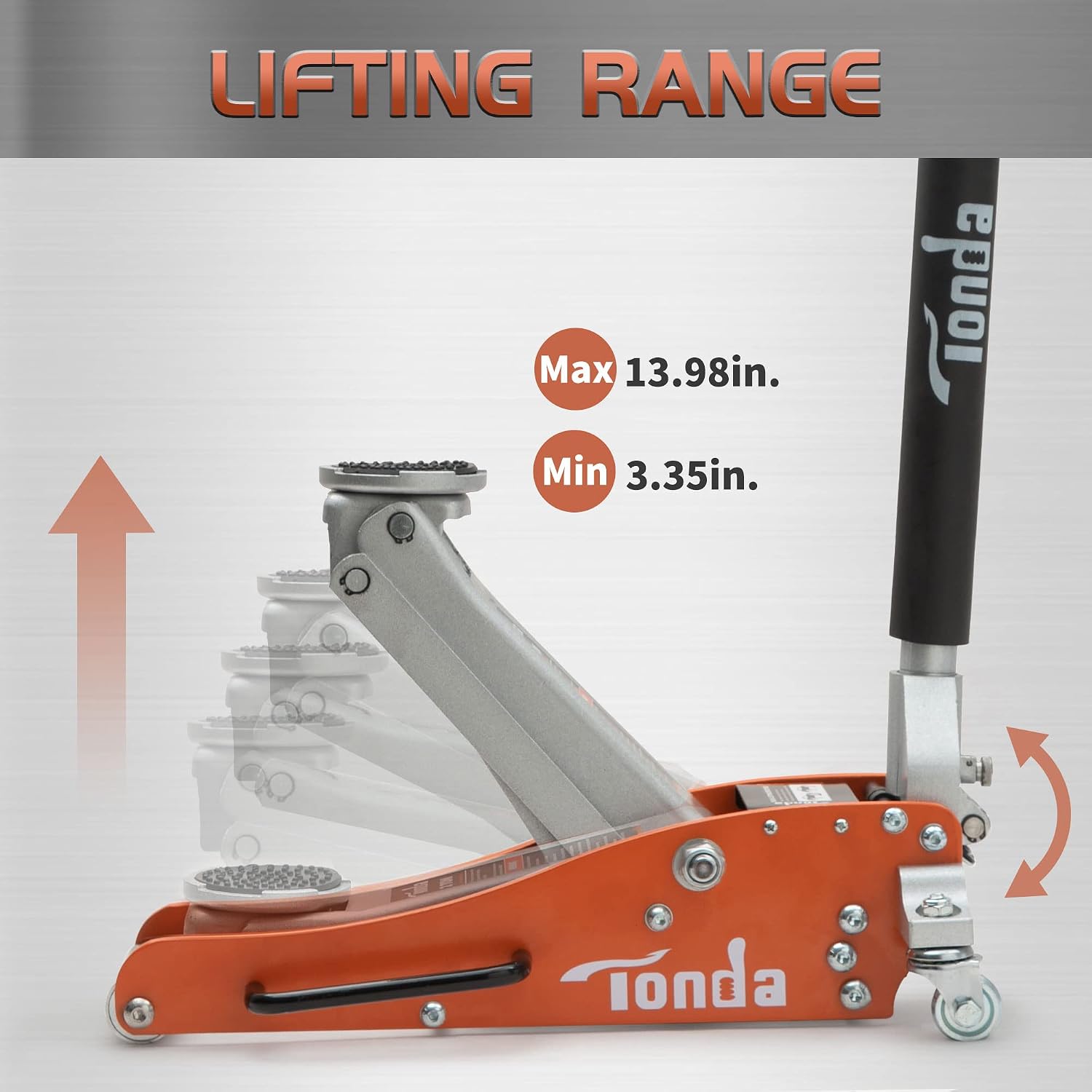 2 Ton Low Profile Floor Jack, Aluminum Steel Car Jack, Orange