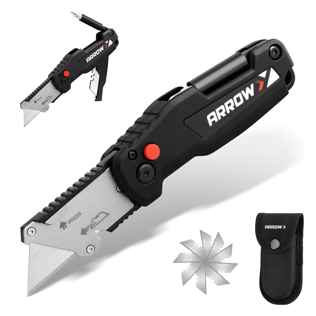 ARROW Utility Knife with Screwdriver, 2-in-1 Box Cutter Multitool