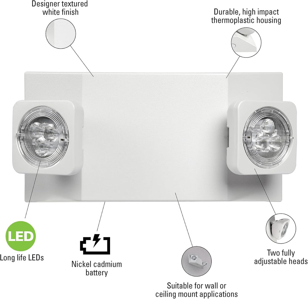 Sure-Lites AP2SQLED30 LED Emergency Light, Dual Square Heads, 90-Min
