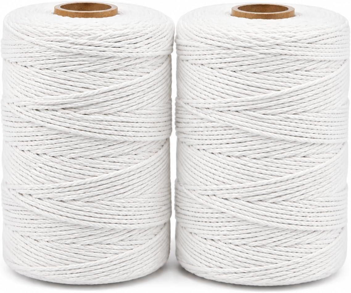 White Cotton Twine String - 1312 Feet 2mm Long Butchers Twine
