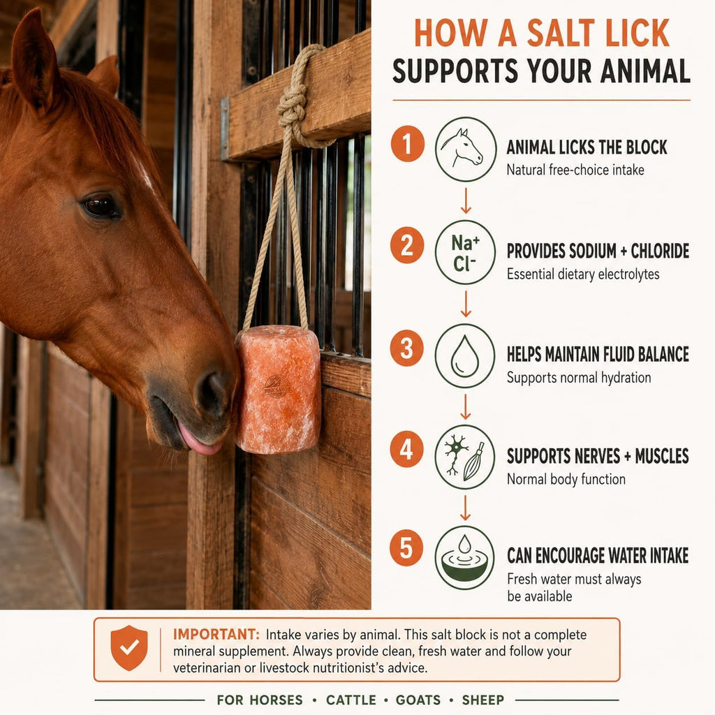 Himalayan Pink Salt Lick with Rope, 5-6 lb Each, 4 Pack for Horses & Cattle