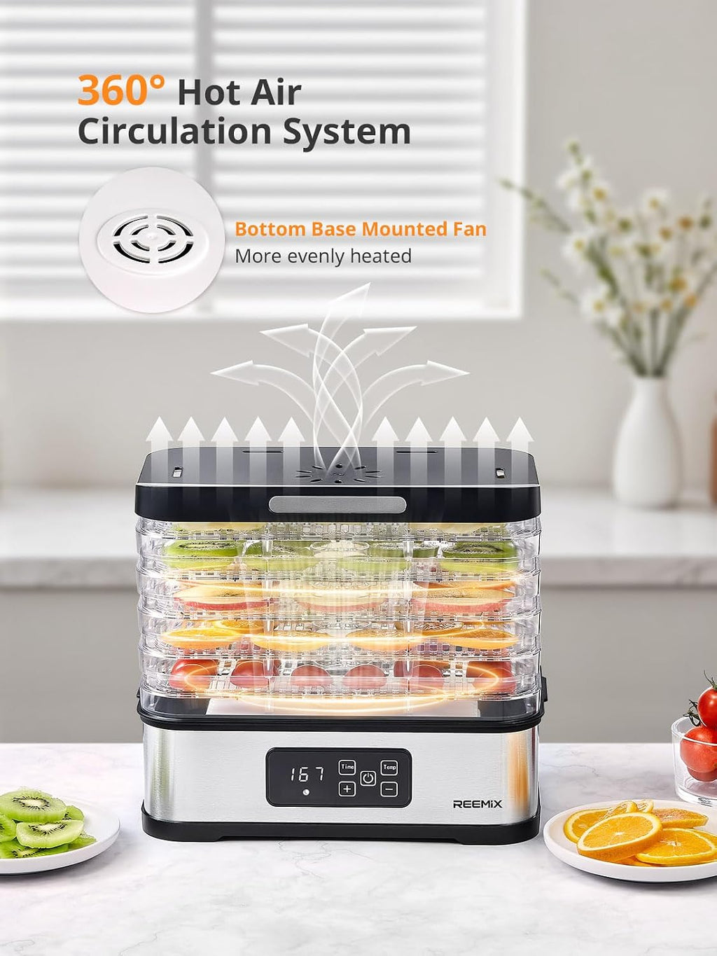 5-Tier Compact Food Dehydrator with BPA-Free Trays