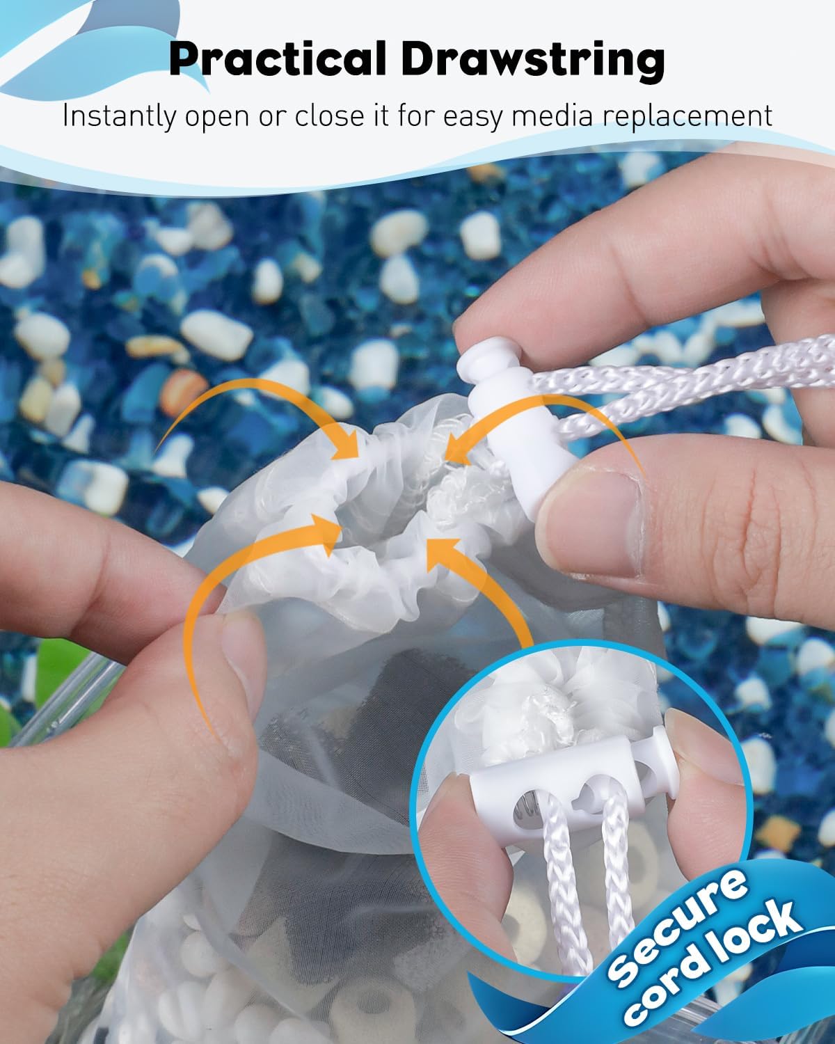 4 Pack Aquarium Filter Media Bags with Drawstring 150 Micron Aquarium Mesh Bag for Fine Resins, Activated Carbon, Bio