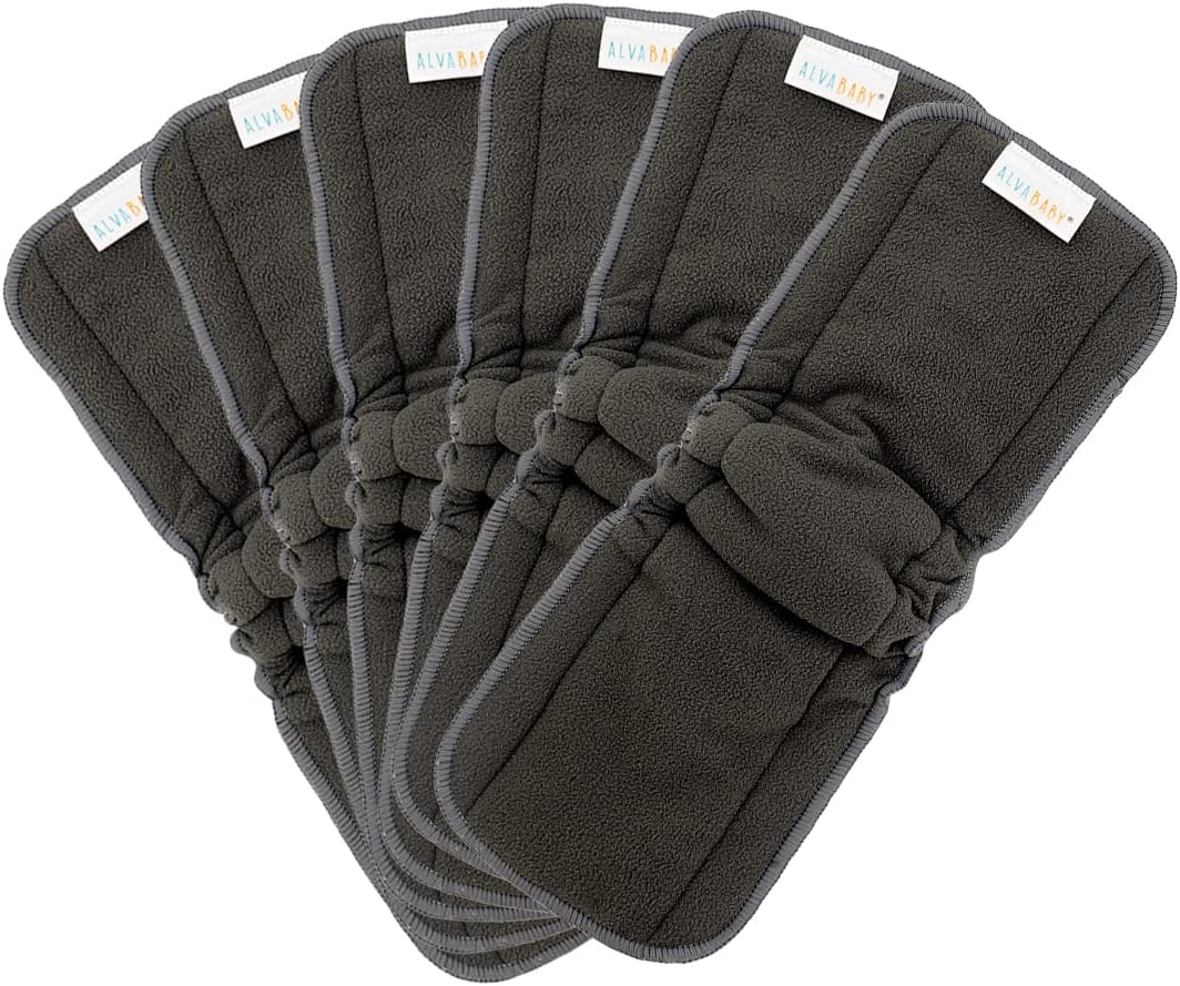 BABY Reusable 4 Layers 6 Pack Inserts with Gussets for Baby Cloth Diaper and Cloth Diapers Covers 6FLN