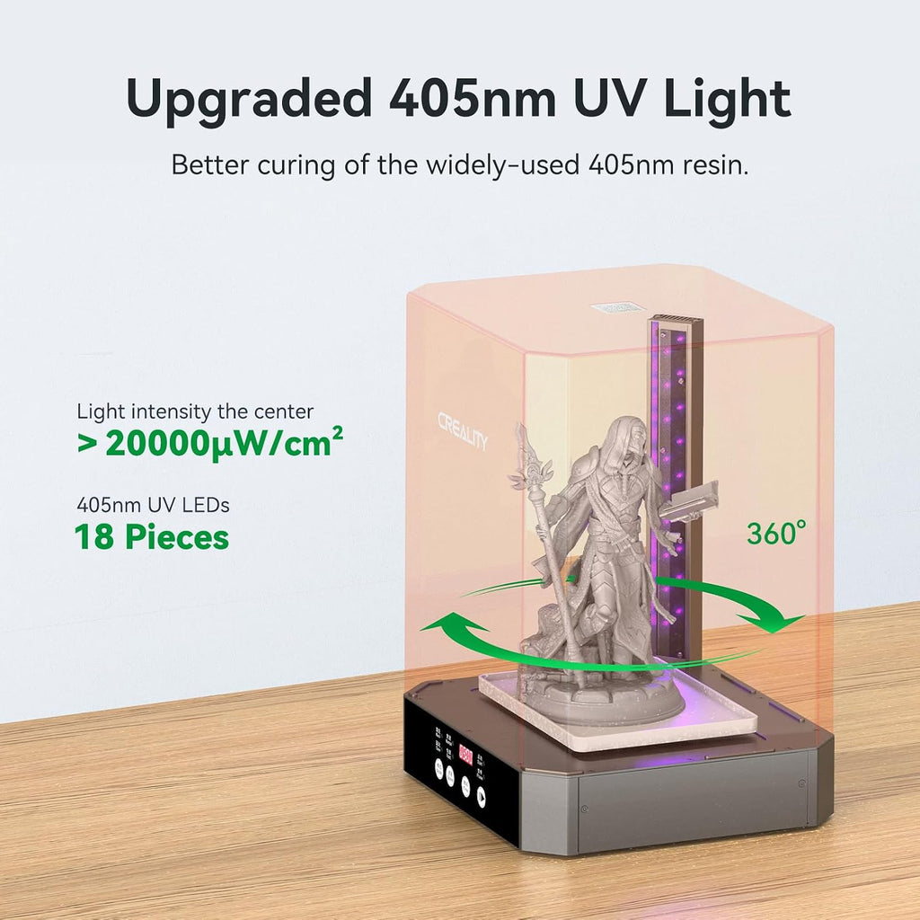 Wash and Cure Station UW-03 2 in 1 Machine | Resin 3D Printer Upgraded 405nm UV Curing Rotary Box Bucket for