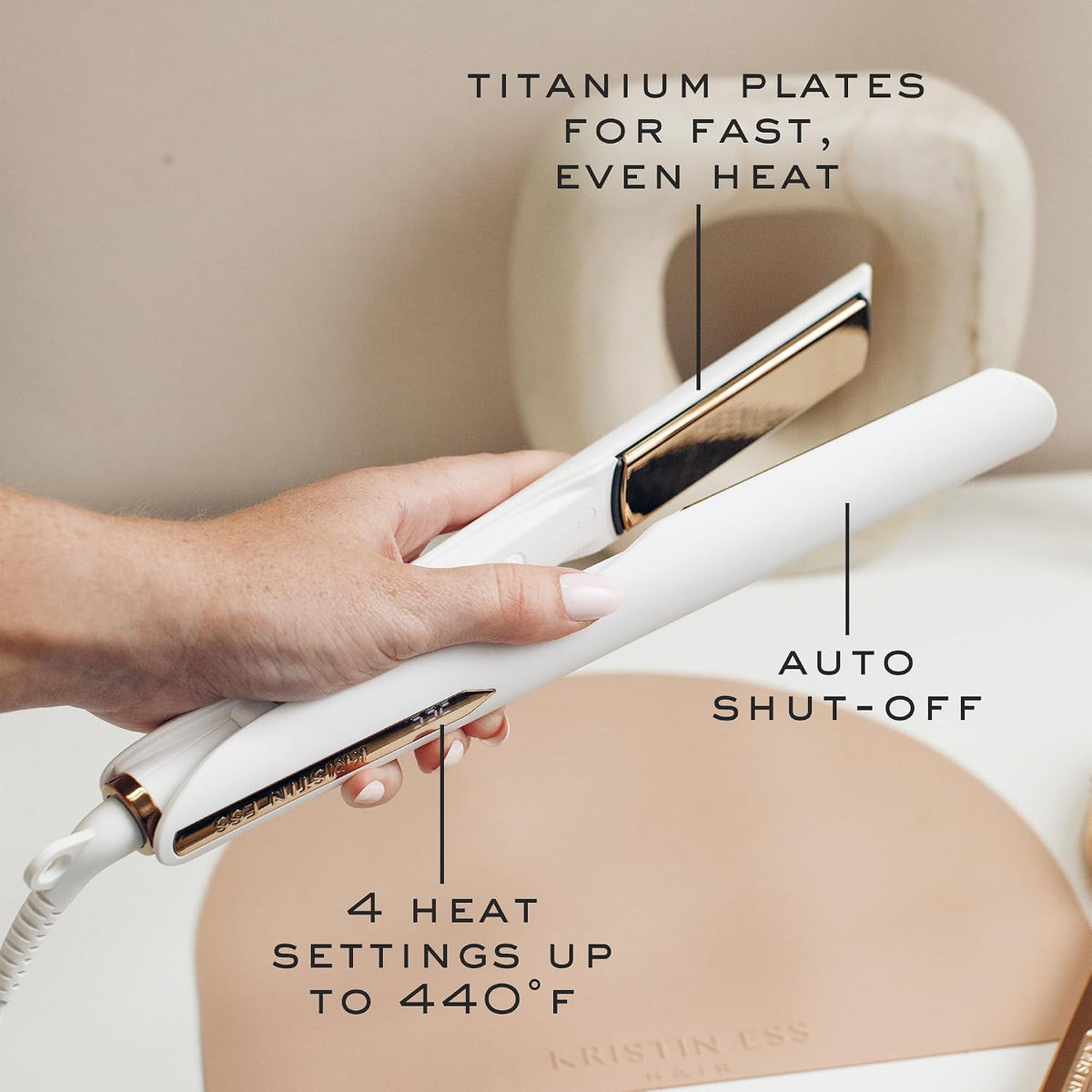 3-in-One Professional Titanium Hair Straightener, Curler & Waver for Women - Dual Voltage - 440 Degrees - 1 1/4"