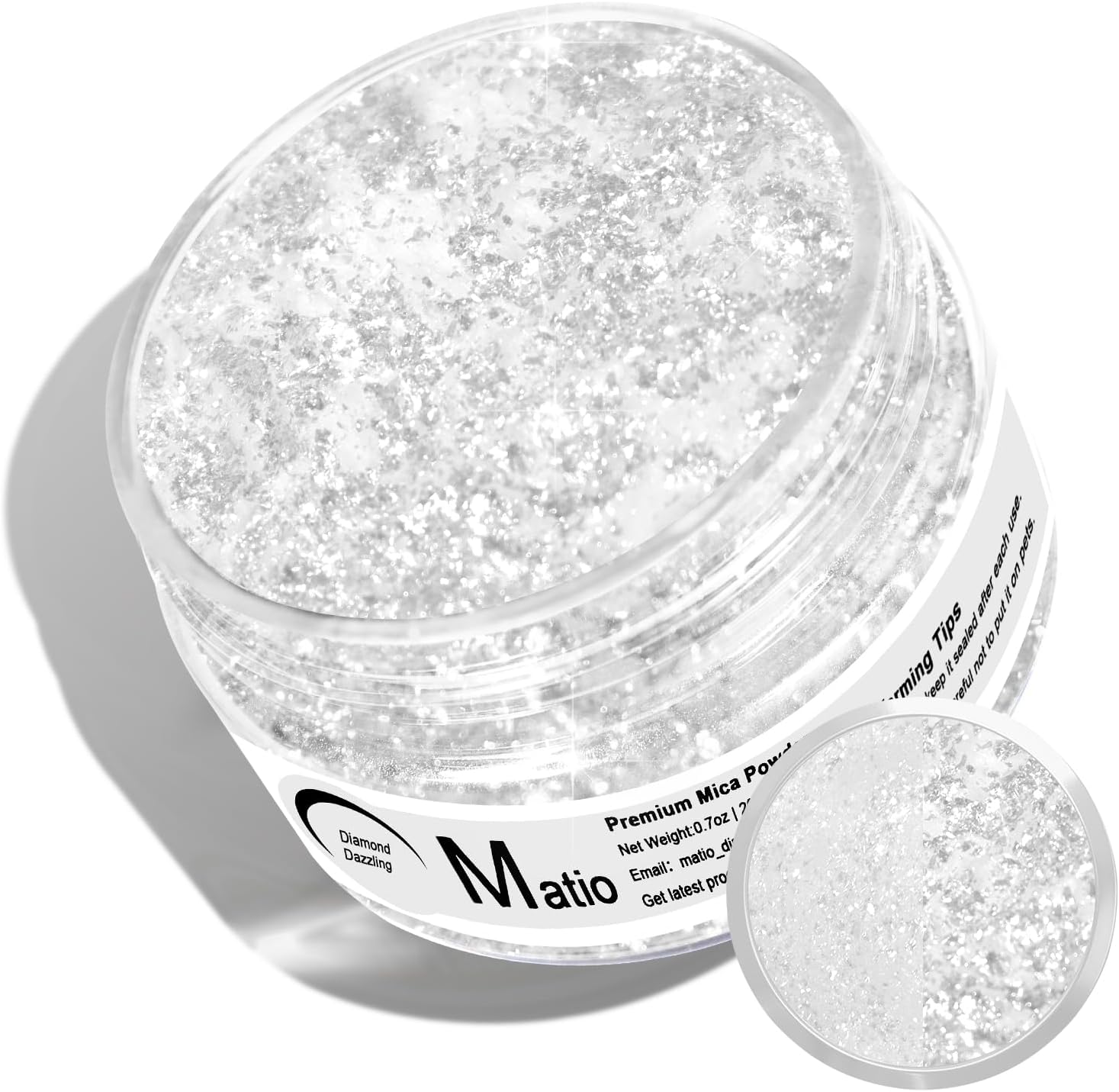 White Glitter Mica Powder, 0.7oz/20g Premium Resin Glitter Powder | Natural Epoxy Resin Color Pigment for Candle