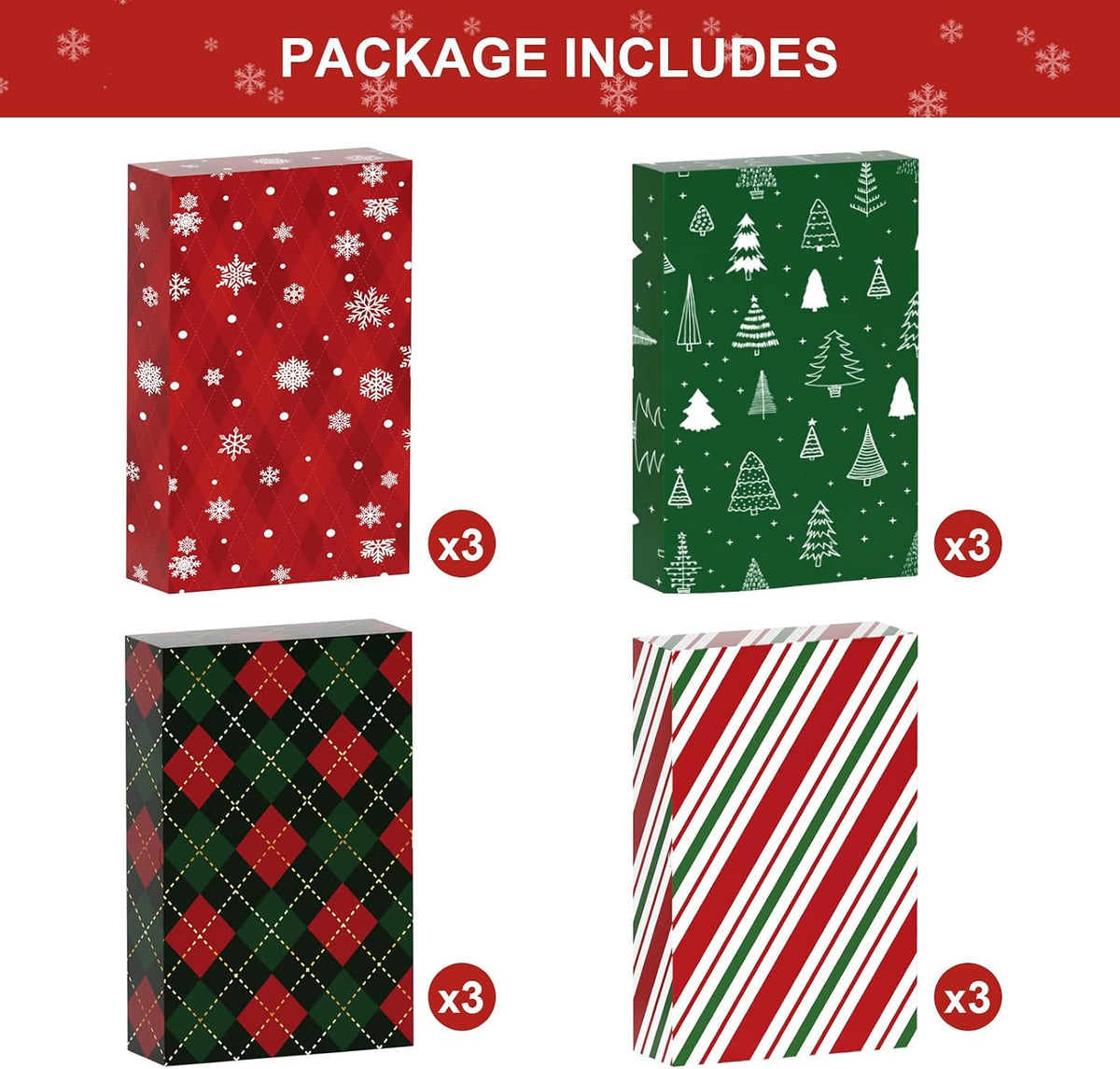 12 Pack 17" Christmas Gift Boxes with Lids - Large (4" Deep) Gift Boxes for Present, Wrapping Robe, Shirt, Clothing