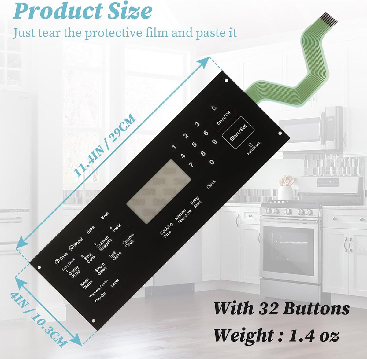 DG34-00020A Range Membrane Switch Touchpad Compatible with Samsung Electric Ranges Ovens, Replaces AP5623392, PS4240764, for NE594R0ABSR, NE59J3420SS, NE59J3420SB, NE59J3421SS, NE595R0ABSR