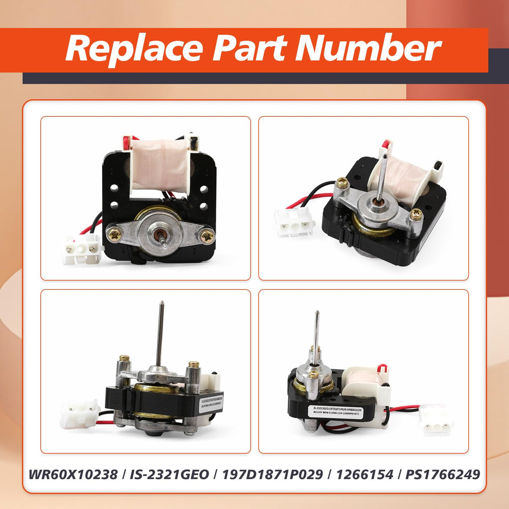 Mhrxusd WR60X10238 Refrigerator Condenser Fan Motor Compatible with GE