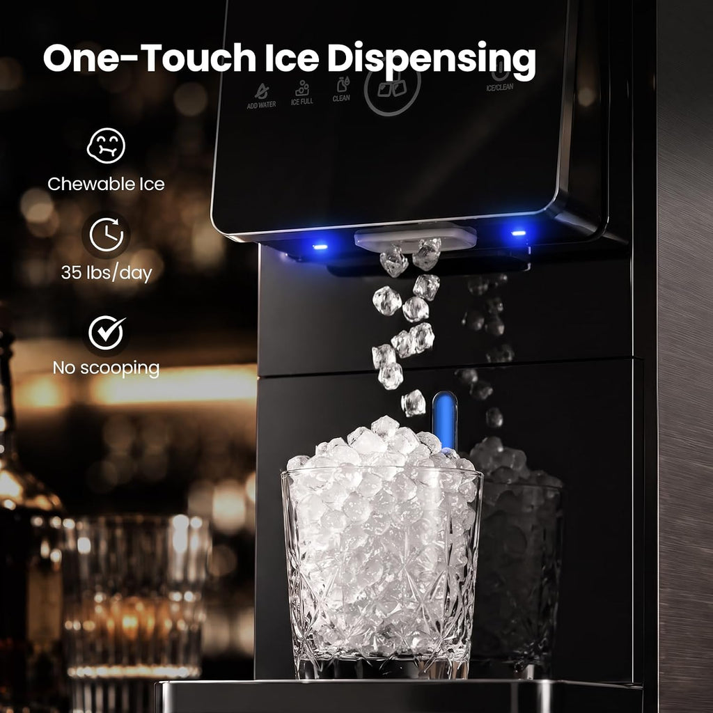AGKUCKY Nugget Ice Makers Countertop, 35 lbs/24hrs Auto Drop Ice