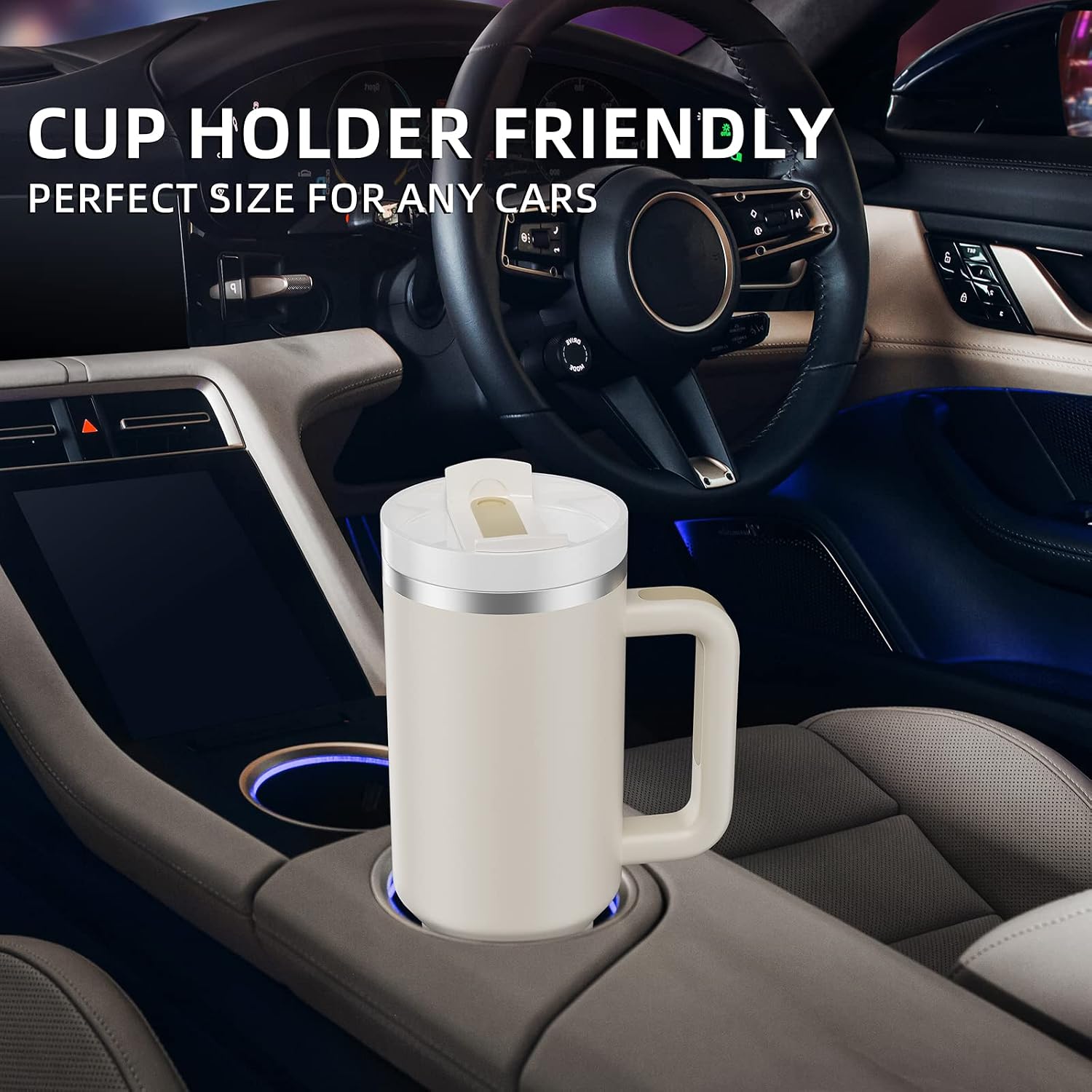 40 oz Tumbler with Handle and Straw,Reusable Vacuum Quencher Tumbler with Lid,Stainless Steel Insulated Travel