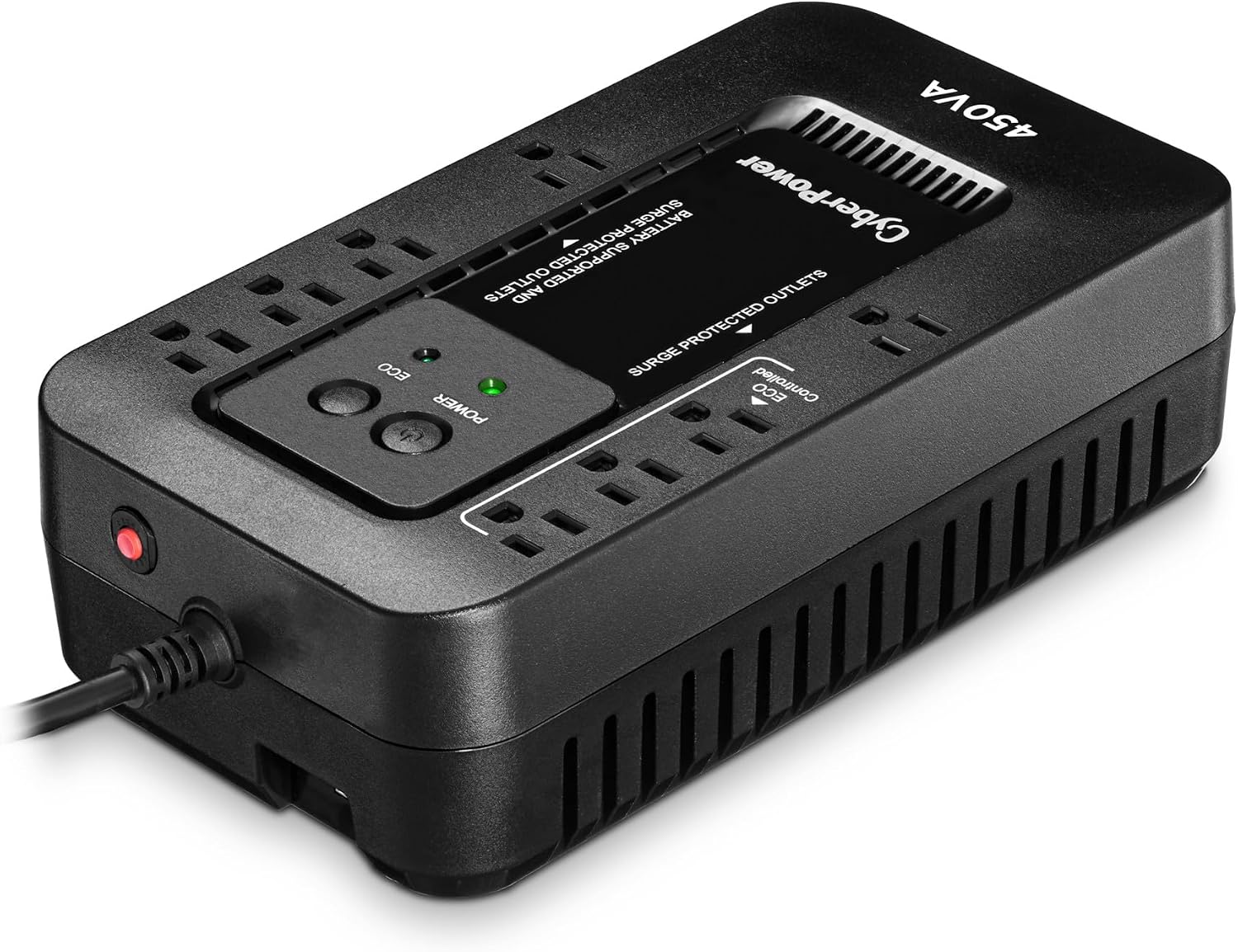 EC450G Ecologic Battery Backup & Surge Protector UPS System, 450VA/260W, 8 Outlets, ECO Mode, Compact Uninterruptible