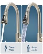LED Brushed Nickel Kitchen Faucet with Pull Down Sprayer