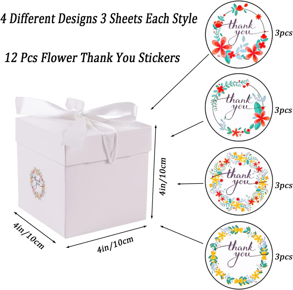 12Pack Small Gift Boxes with Lids, White Gift Boxes with Ribbon for Birthday, Present Packing, Party Favor, Candle